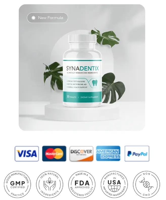SynaDentix one bottle plus credit cards and certifications